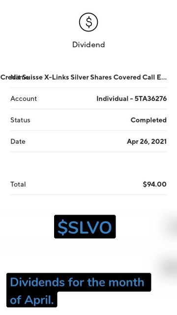 Dividends for the month of April. $SLVO